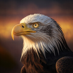 Obraz premium Close up of Bald Eagle - Safari Snapshot Nature's Portrait Animal Natural Lighting. Generative AI