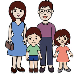 family portrait, parent and children