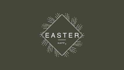 Happy Easter with retro lines on fashion green gradient, motion abstract holidays, spring and promo style background