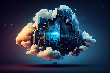 Cloud computing technology concept background, Generative ai