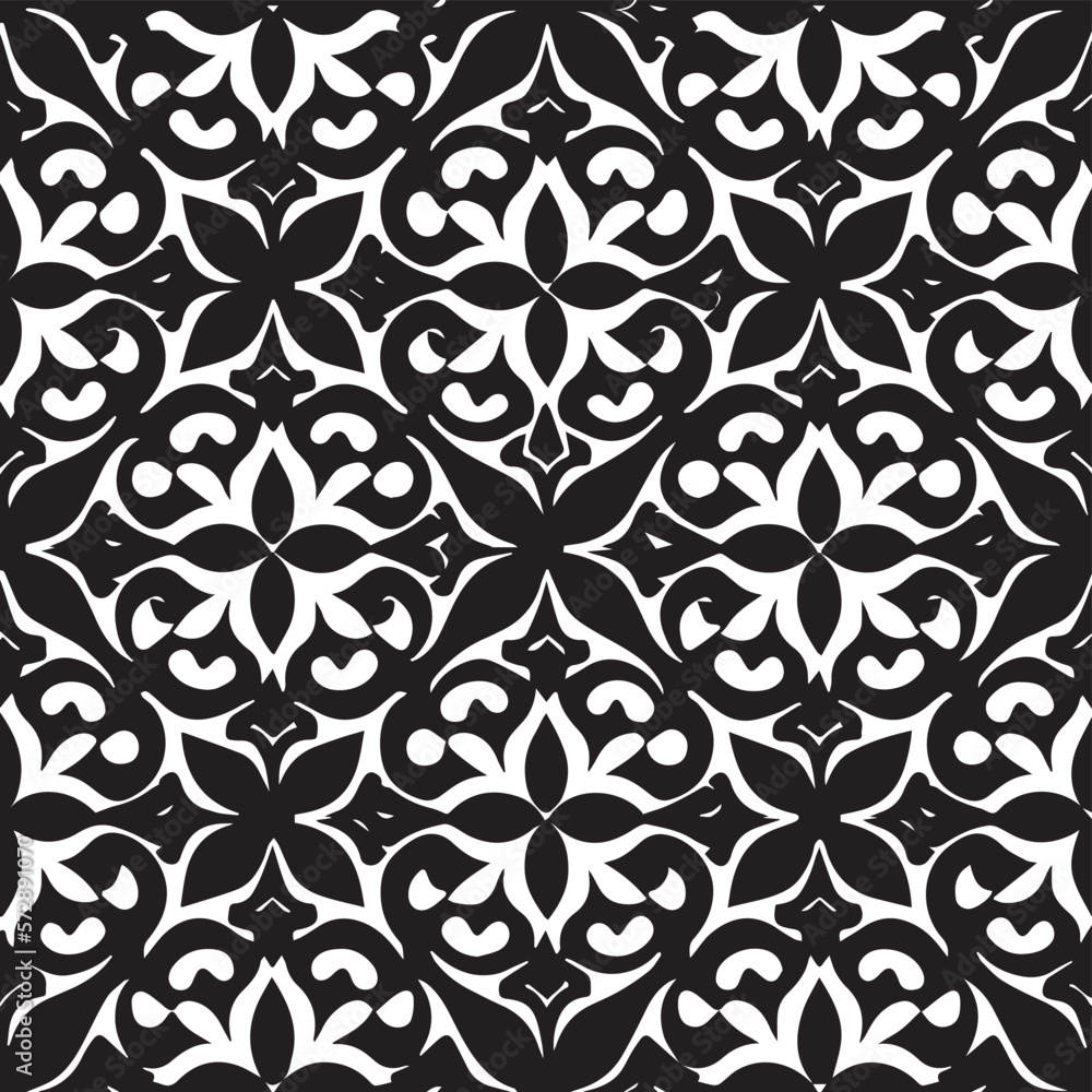 Poster monochrome geometric design with symmetrical elements and diagonal lines complemented by antique flo