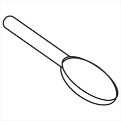 Vector, Image of tablespoon, Black and white color, with transparent background