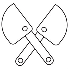 Vector, Image of crossed large knife,Black and white, on a transparent background