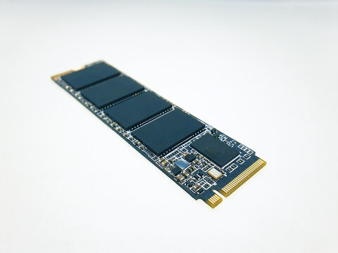 Computer part NVME SSD on white background in 2023
