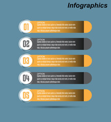 Modern design template, infographics with steps and options.