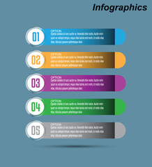 Modern design template, infographics with steps and options.