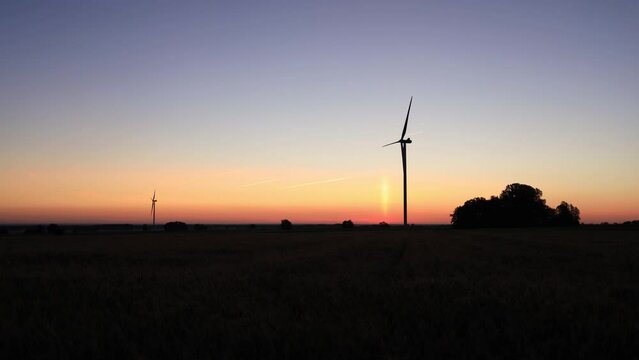 wind turbine at sunset