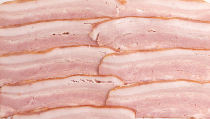 pieces of fresh bacon isolated on white background