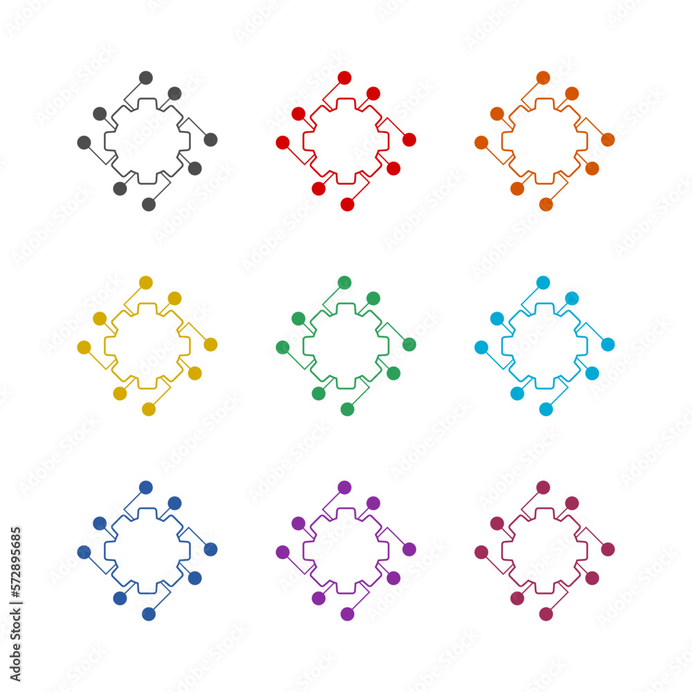 Poster automated system icon isolated on white background. set icons colorful