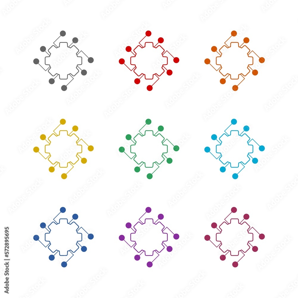 Poster automated system icon isolated on white background. set icons colorful