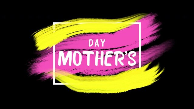 Mothers Day with colorful art brushes on black gradient, motion holidays and promo style background