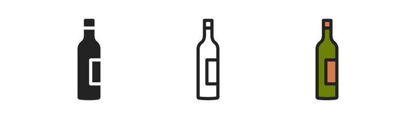 Glass bottle icon on light background. Olive oil symbol. Cooking, virgin oil, healthy natural food. Outline, flat and colored style. Flat design. Vector illustration.