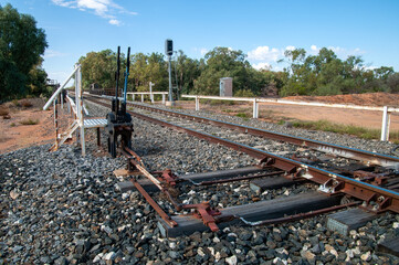 Menindee Australia, view of switching equipment and train track