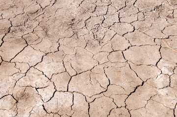 Menindee Australia, cracked dry earth at bottom of dam