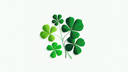 Green Clover Plant On White Background. St. Patrick's Day Concept.