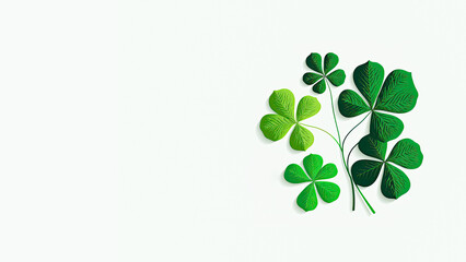 Green Clover Plant On White Background. St. Patrick's Day Concept.