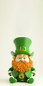 3D Render of Leprechaun Man Sitting On Pastel Green Background. St. Patrick's Day Concept.