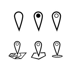 set of outline pin point icon. map location symbol isolated on white background. vector illustration