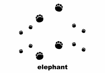 elephant footprints in black.