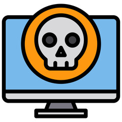 Skull blue outline icon