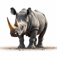 Fototapeta premium Black Rhinoceros isolated white