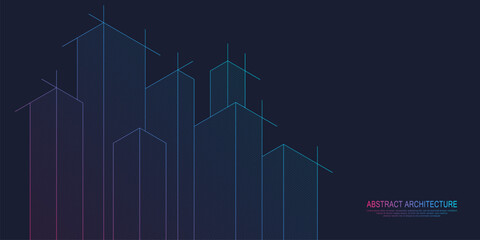 Architectural drawing with building construction