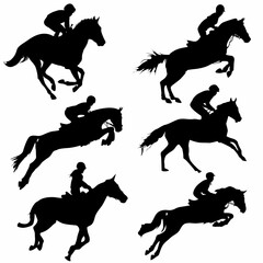 
horse rider silhouette, logo, icon
