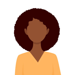 African woman in a yellow sweater. Vector illustration in a flat style on a white background.