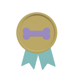 Pet winner medal award wit Bone. Prize Badge icon pastel color.