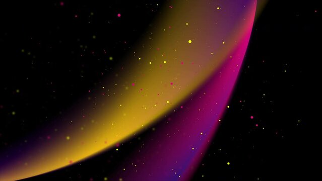 Colorful smooth blurred waves and confetti particles abstract background. Seamless looping neon colors motion design. Video animation Ultra HD 4K 3840x2160