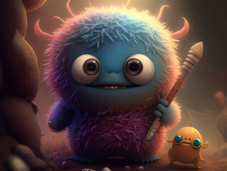 Cute mystical creatures created with Generative AI technology