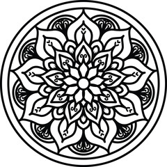 Mandala Coloring book page design. Simple coloring design for beginners, seniors and children. Mehndi flower pattern for Henna drawing and tattoo. Decoration in ethnic oriental, Indian sty