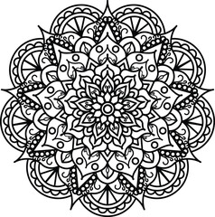 Mandala Coloring book page design. Simple coloring design for beginners, seniors and children. Mehndi flower pattern for Henna drawing and tattoo. Decoration in ethnic oriental, Indian sty
