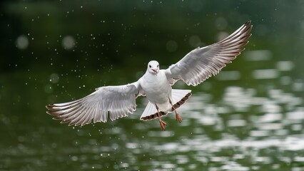 Black headed gull in flight