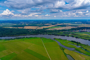 Aerial view over the Elbe in Lower Saxony