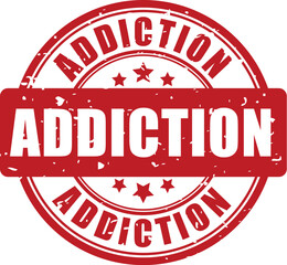 Red grunge addiction stamp