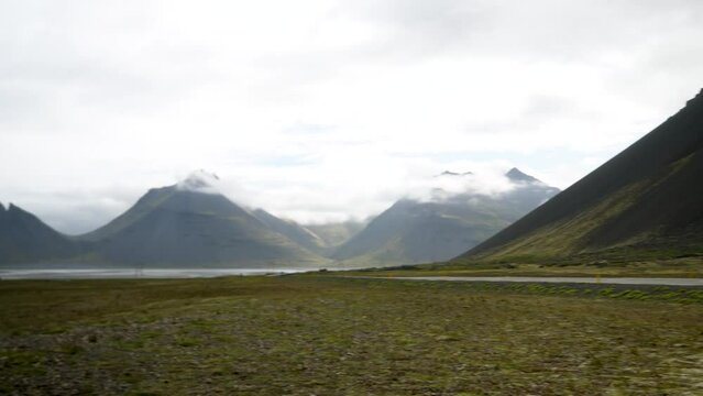 View of batman mountain. Iceland landscape with stunning mountains around. Iceland nature. High quality 4k footage