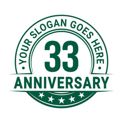 33 years anniversary logo design template. Vector illustration.
