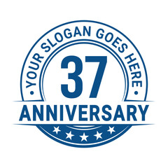 37 years anniversary logo design template. Vector illustration.
