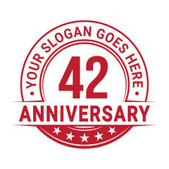 42 years anniversary logo design template. Vector illustration.
