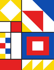 Minimal vintage 20s geometric design posters, wall art, template, layout with primitive shapes elements. Bauhaus retro pattern background, png abstract circle, triangle and square line art.	
