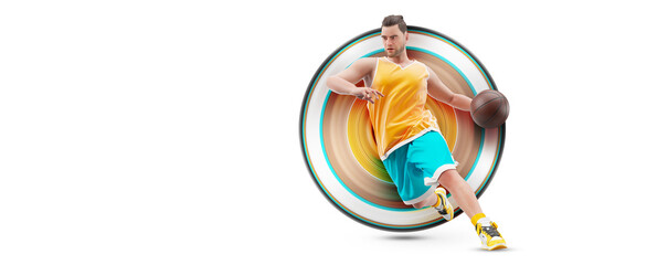 Realistic silhouette of a NBA basketball player man in action isolated white background. © Yevheniia