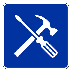 Werkzeuge und Schild