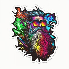  Colorful Wizard with sunglasses sticker