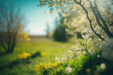 Bloom Spring natural background. Illustration Generative AI