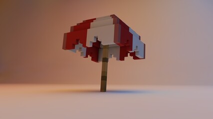  3d art pixel beach umbrella