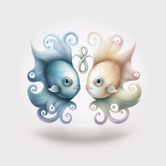Fototapeta premium Cute Pisces zodiac mascot