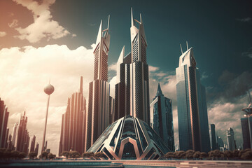 Futuristic City Concept. Illustration AI Generative