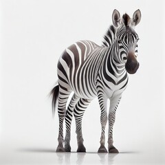 Zebra isolated on white background. Side view. Generative AI