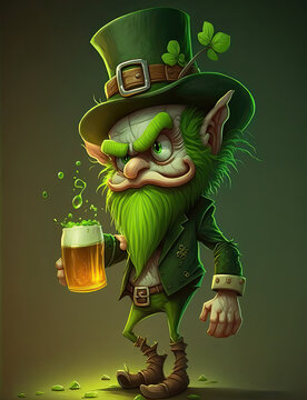 St Patricks Day Leprechaun. Generative Ai